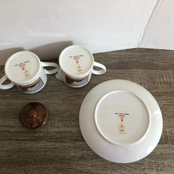 1986  Lowell Herrero Sleeping Cat Serving Set - Picture 6 of 9